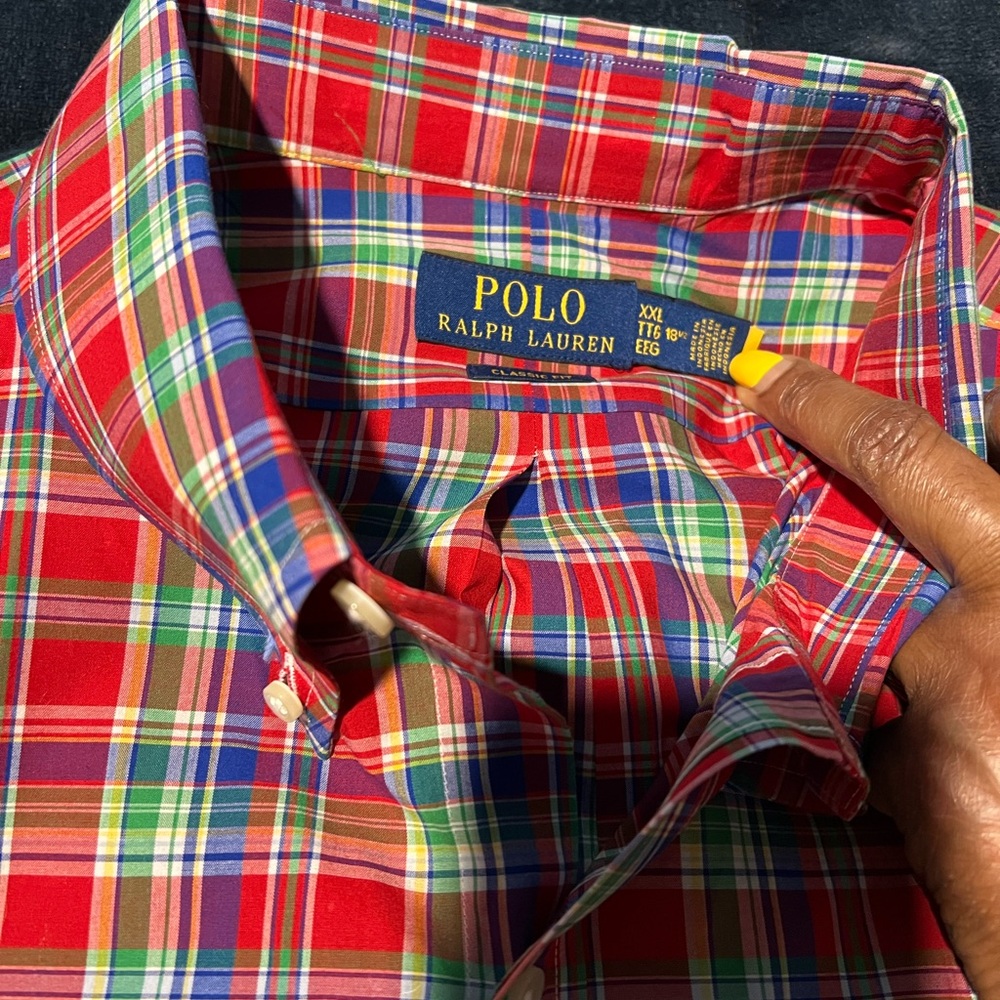 Polo by Ralph Lauren Red and Green Casual Button Down Shirt